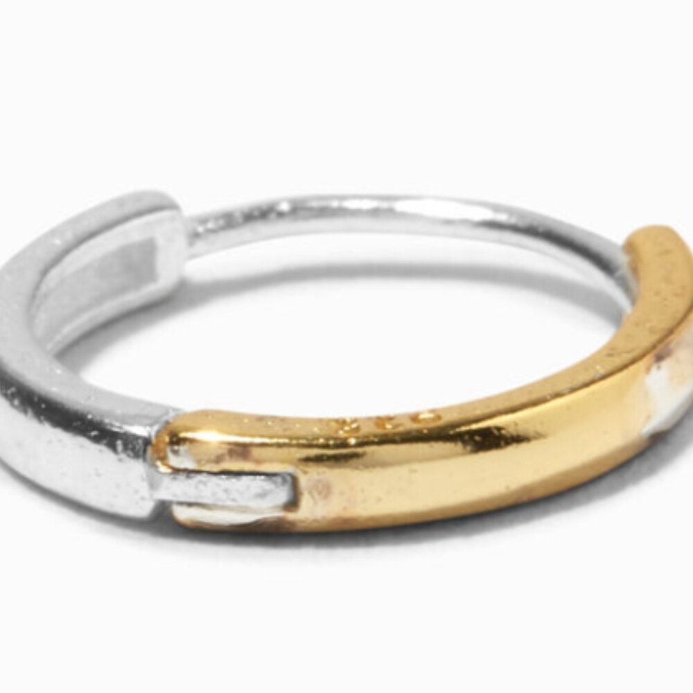 Icing Sterling Silver One 8MM Two-Tone Hoop Earring